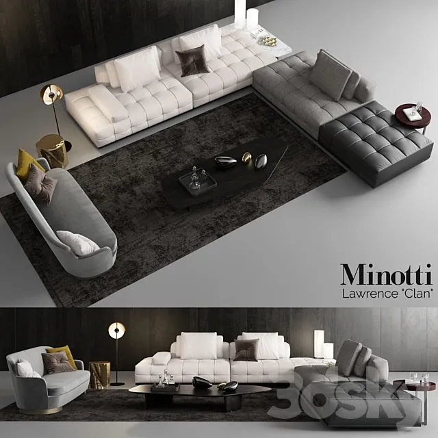 Minotti Lawrence Clan Seating 3 3DModel Minotti Lawrence Clan Seating 3 3DModel