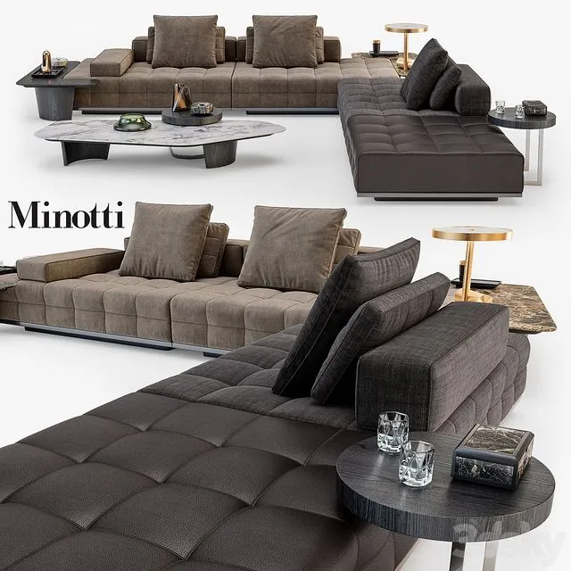 Minotti Lawrence Clan seating system set_01 3D Model