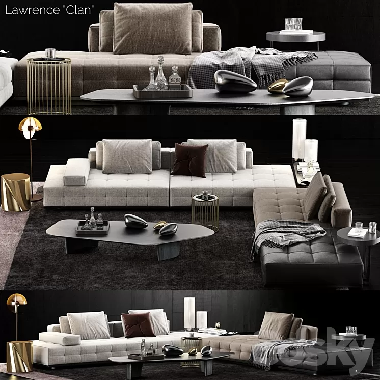 Minotti Lawrence Clan Sofa 3D Model