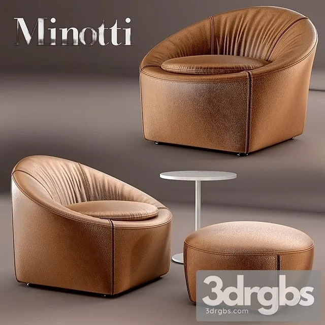 Minotti Leather Brown Armchair 3D Model Download Minotti Leather Brown Armchair 3D Model Download