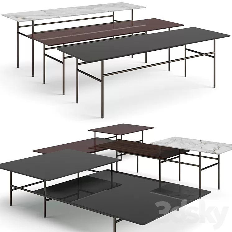 Minotti Lelong double coffee tables set 3D Model
