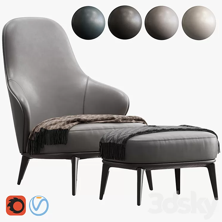 Minotti Leslie Armchair 3D Model Minotti Leslie Armchair 3D Model