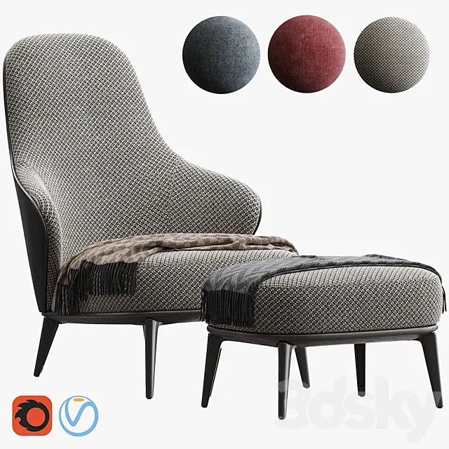 MINOTTI LESLIE ARMCHAIR 3D Model MINOTTI LESLIE ARMCHAIR 3D Model