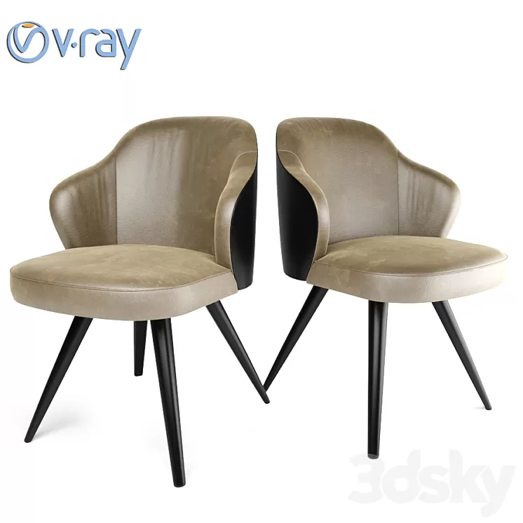 Minotti Leslie Dining Steel Swivel In Leather 3D Model Minotti Leslie Dining Steel Swivel In Leather 3D Model