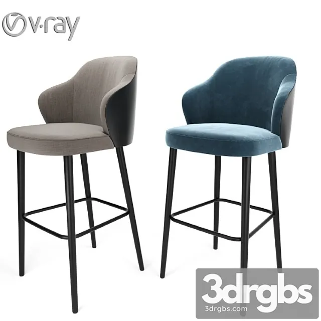 Minotti leslie steel bar stool 2 3D Model Download Minotti leslie steel bar stool 2 3D Model Download