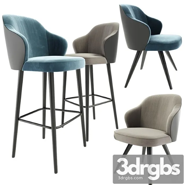 Minotti leslie steel bar stool and dining chair 2 3D Model Download Minotti leslie steel bar stool and dining chair 2 3D Model Download