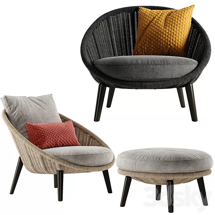 Minotti Lido Cord armchair 3D Model Free Download