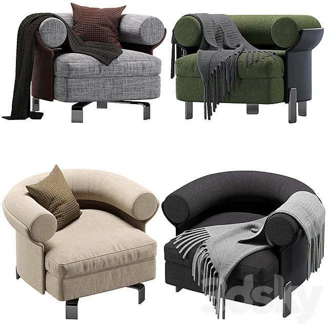 Minotti Mattia armchair 4 colors version 3DModel Minotti Mattia armchair 4 colors version 3DModel