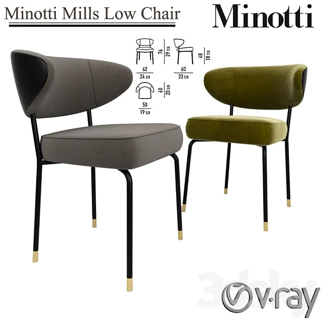 Minotti Mills Low Chair 3D Model