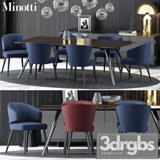 Minotti Moderm Table and Chair 3D Model Download