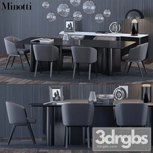 Minotti Modern Dining Set 2 3D Model Download