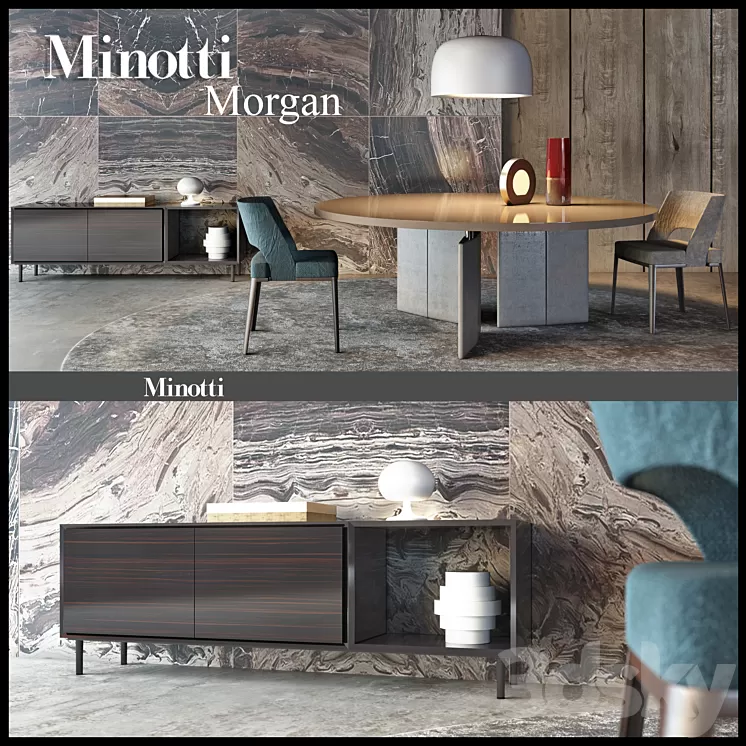Minotti Morgan Dining Furnuture 3D Model
