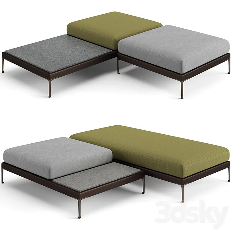 Minotti Patio benches set 3D Model Free Download