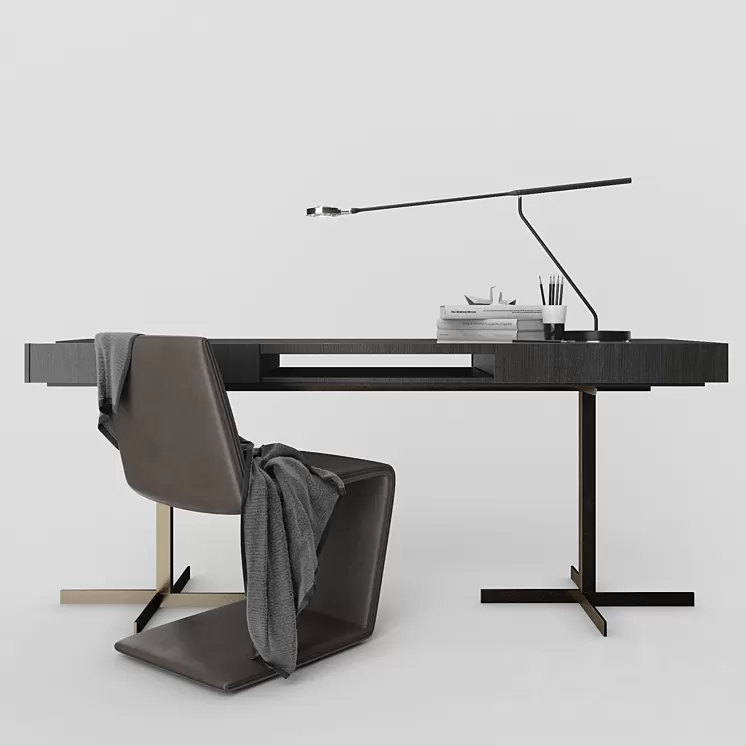 “Minotti Phillips chair and Close “”Writing Desk””” 3D Model