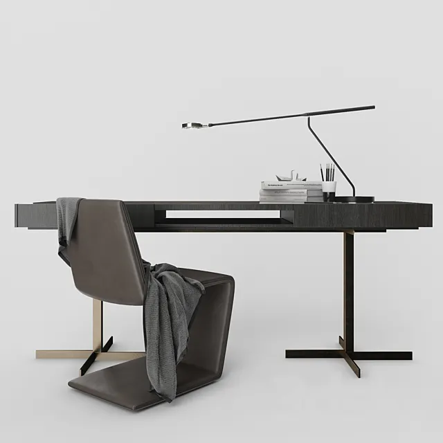 Minotti Phillips chair and Close “Writing Desk” 3DModel