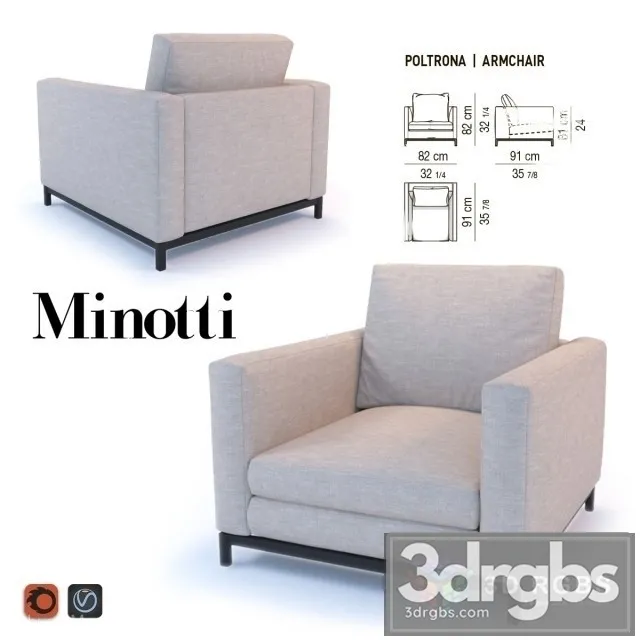 Minotti Poltrona Armchair 3D Model Download Minotti Poltrona Armchair 3D Model Download