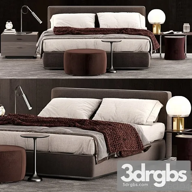 Minotti powell bed.94 2 3D Model Download