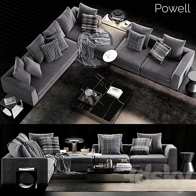 Minotti Powell Sofa 2 3D Model Minotti Powell Sofa 2 3D Model