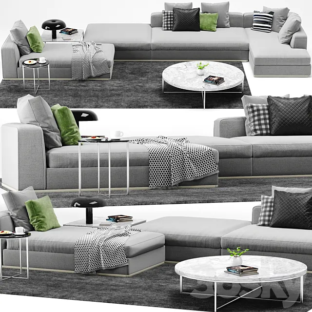 Minotti Powell Sofa 3D Model Minotti Powell Sofa 3D Model