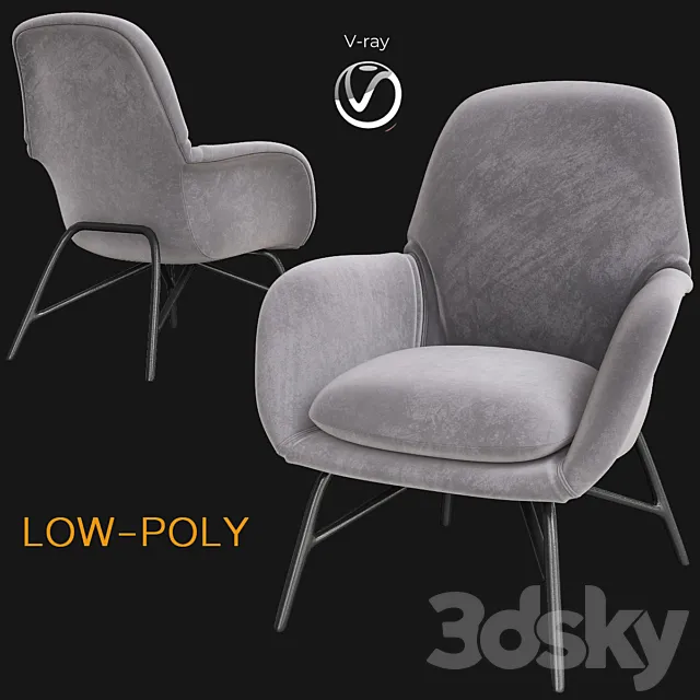 Minotti Prince Armchair & Ottoman (low poly) 3D Model