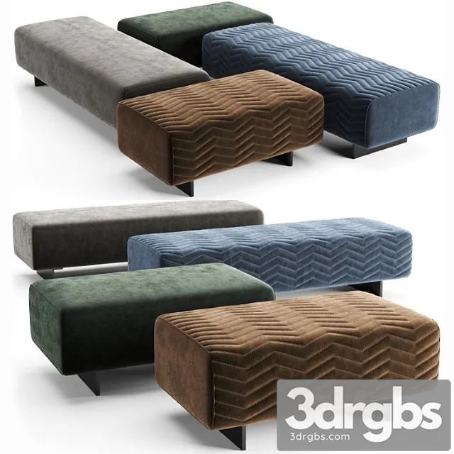 Minotti quincy chevron benches 2 3D Model Download
