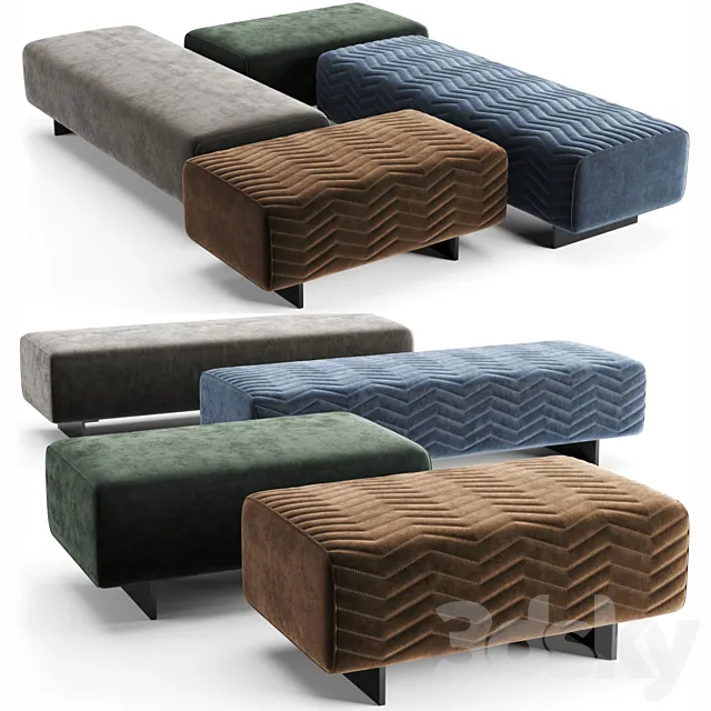 Minotti quincy chevron benches 3DModel Minotti quincy chevron benches 3DModel