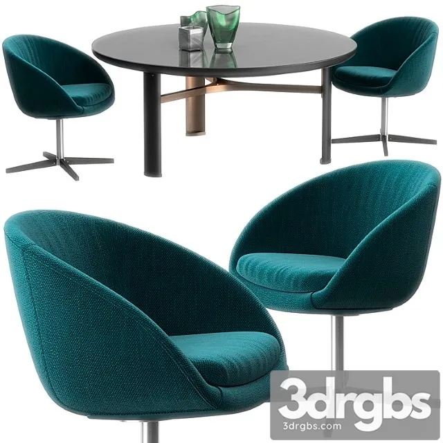 Minotti russel swivel chair set 2 3D Model Download