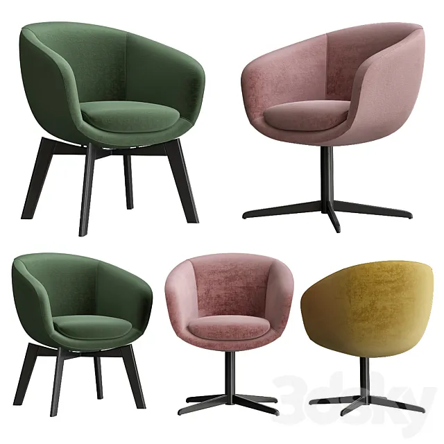 Minotti Russell Little Lounge & Dining Chair Set 3D Model