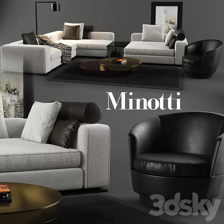 Minotti set 01 3D Model Minotti set 01 3D Model