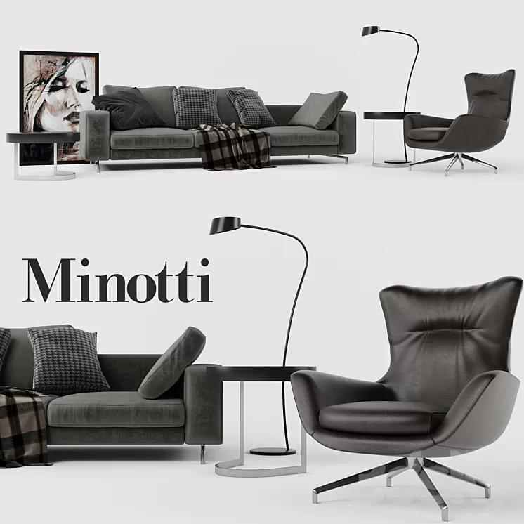 Minotti Set 01 Sherman Sofa 3D Model