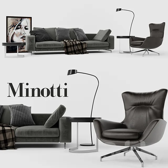 Minotti Set 01 Sherman Sofa 3DModel Minotti Set 01 Sherman Sofa 3DModel