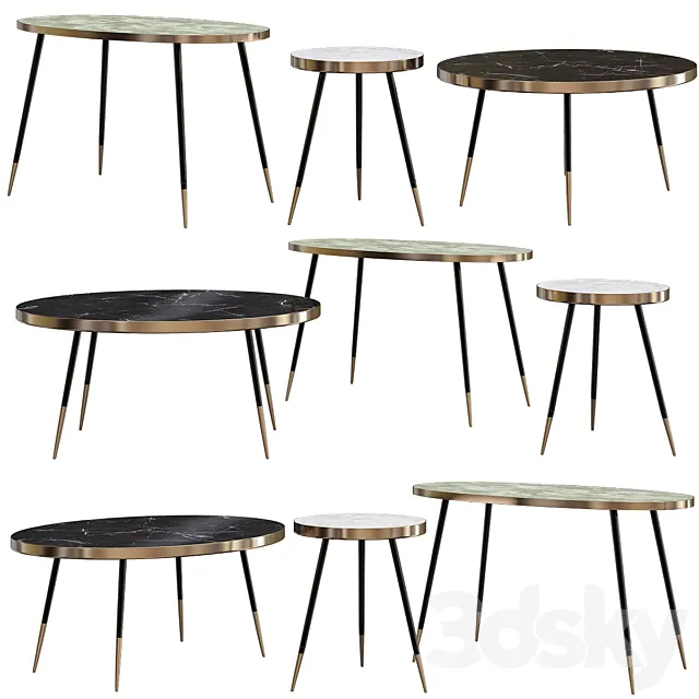 Minotti Side table marble 3D Model Minotti Side table marble 3D Model