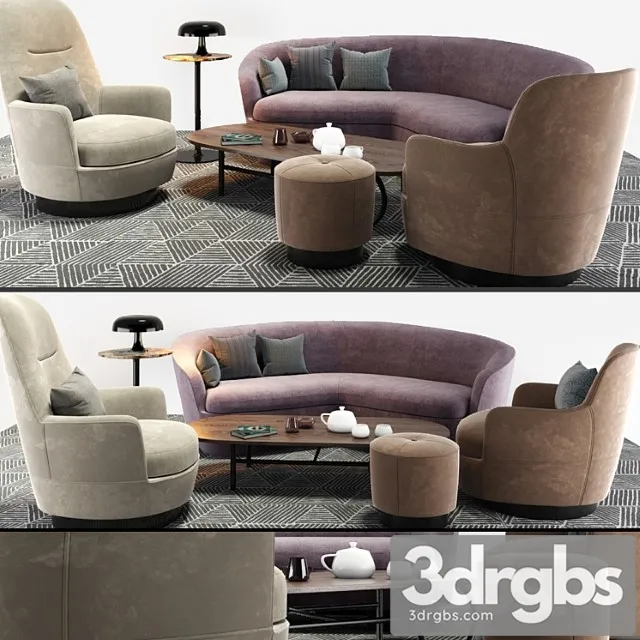 Minotti sofa and arm chair set 2 3D Model Download Minotti sofa and arm chair set 2 3D Model Download