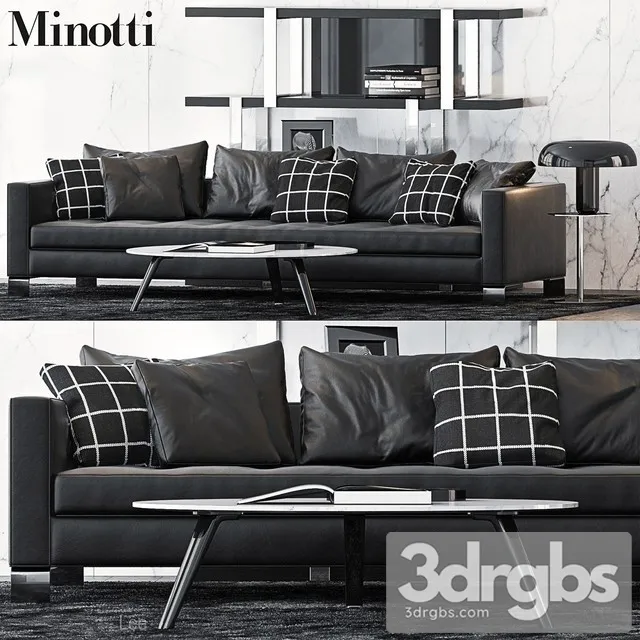 Minotti Sofa Leather Black 3D Model Download Minotti Sofa Leather Black 3D Model Download