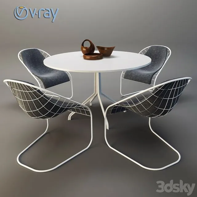 MINOTTI SPACE table with chairs 3D Model MINOTTI SPACE table with chairs 3D Model