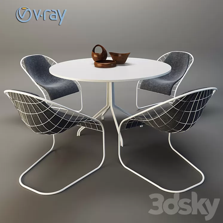 MINOTTI SPACE table with chairs 3D Model MINOTTI SPACE table with chairs 3D Model