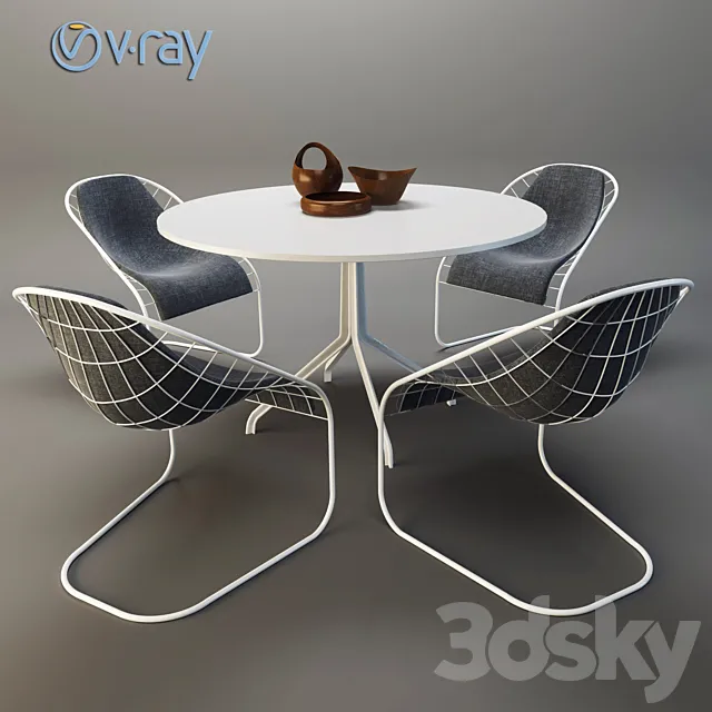 MINOTTI SPACE table with chairs 3DModel MINOTTI SPACE table with chairs 3DModel