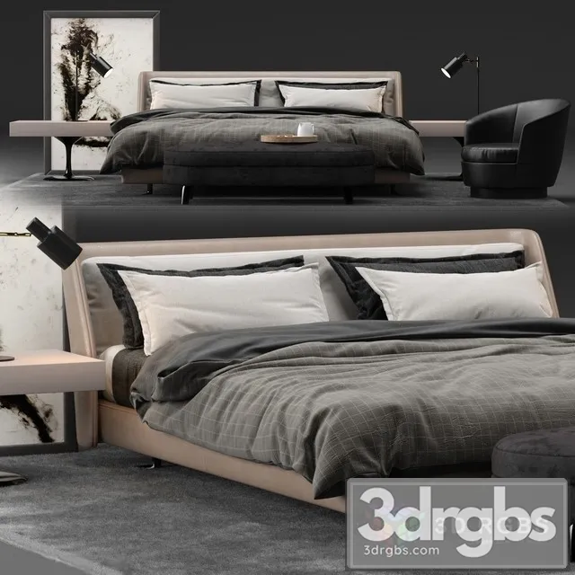 Minotti Spencer Bed 03 3D Model Download