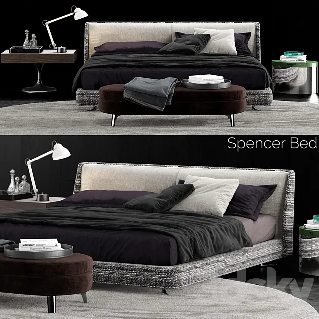 Minotti Spencer Bed 3D Model Minotti Spencer Bed 3D Model