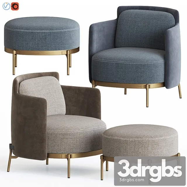 Minotti tape armchair & ottoman_123 3D Model Download Minotti tape armchair & ottoman_123 3D Model Download