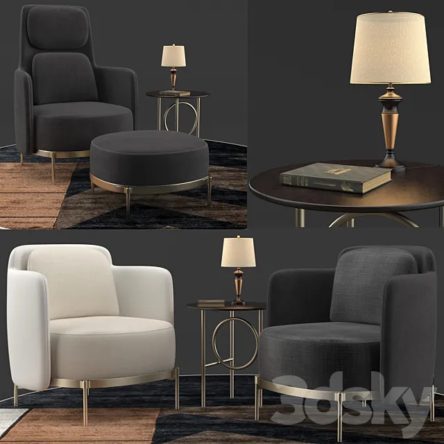 Minotti tape dark set 3DModel