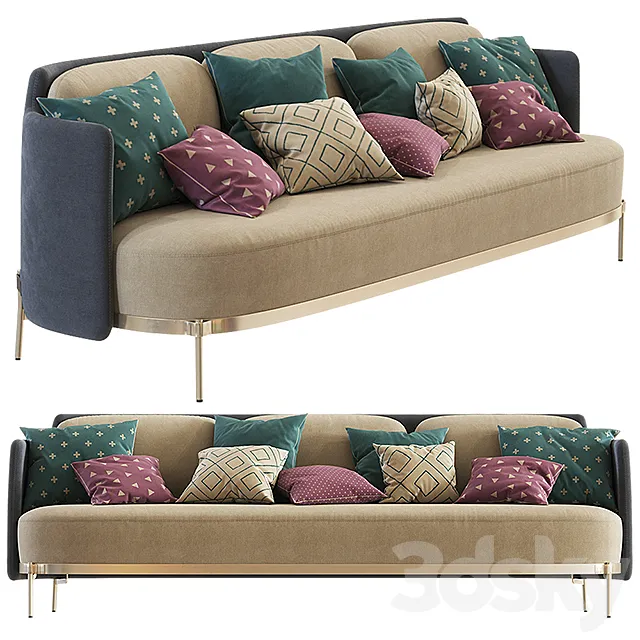 Minotti Tape Sofa (three seats) 3D Model Minotti Tape Sofa (three seats) 3D Model