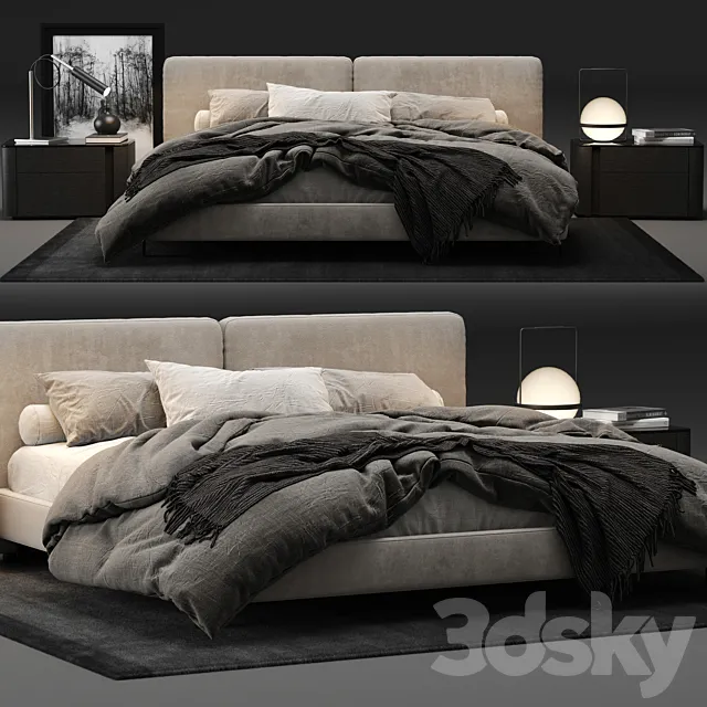 Minotti Tatlin Bed 3D Model Minotti Tatlin Bed 3D Model