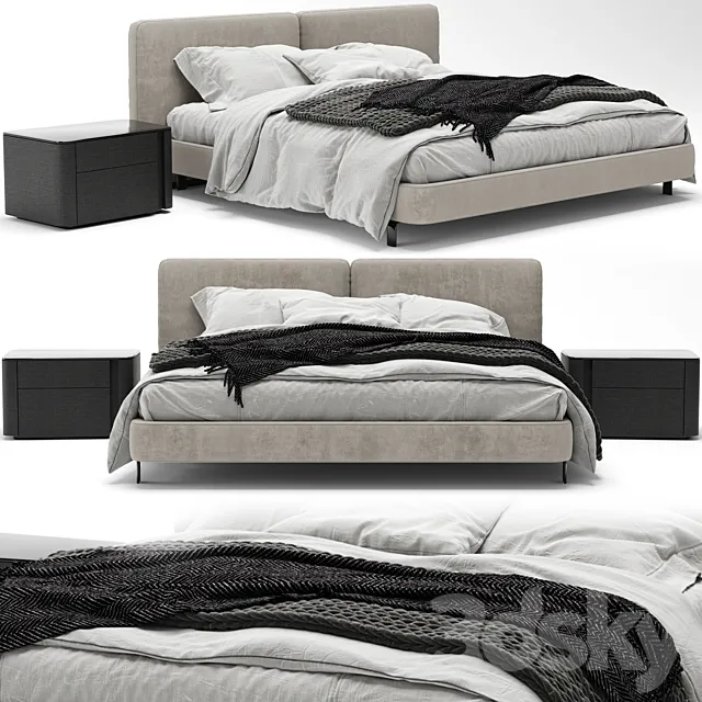 Minotti tatlin cover bed 3D Model Minotti tatlin cover bed 3D Model