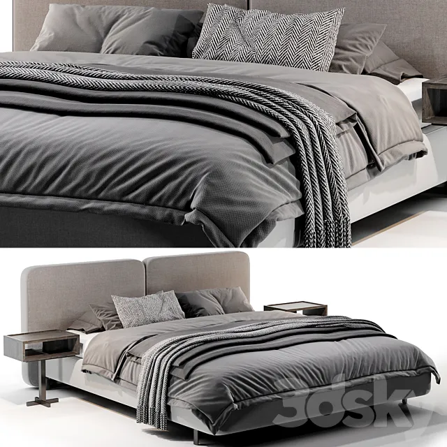 Minotti Tatlin Cover Bed 3D Model Minotti Tatlin Cover Bed 3D Model