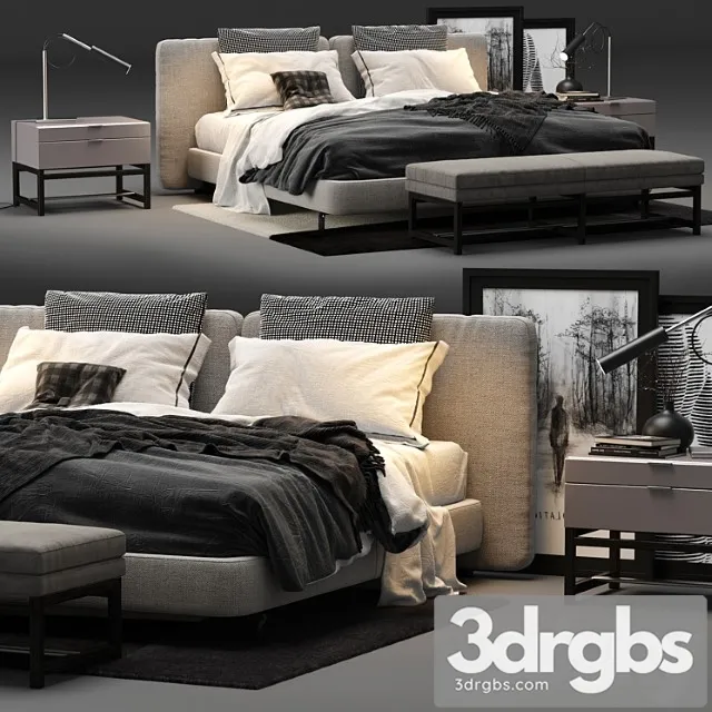 Minotti tatlin cover bed_2 2 3D Model Download