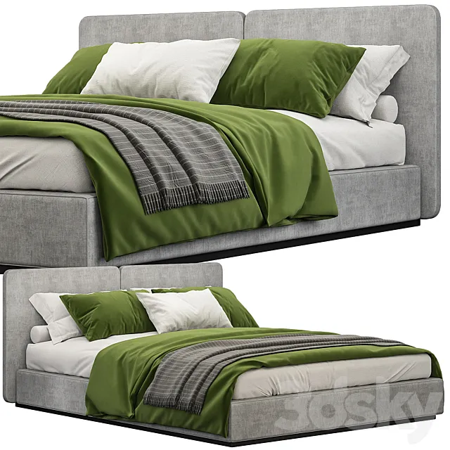 Minotti tatlin green bed 3D Model Minotti tatlin green bed 3D Model
