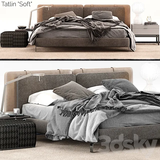 Minotti Tatlin Soft Bed 3D Model Minotti Tatlin Soft Bed 3D Model