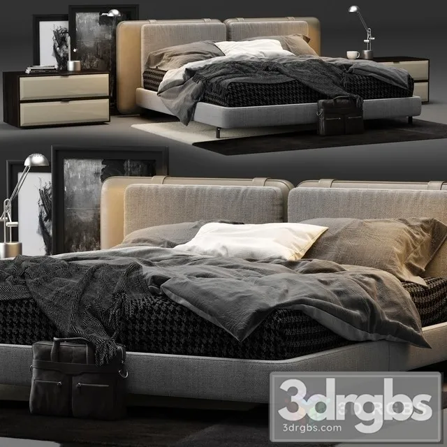 Minotti Tatlin Soft Bed 3D Model Download