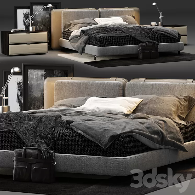 Minotti Tatlin Soft Bed 3D Model
